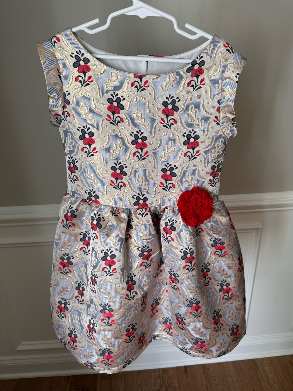 Pippa & Julie Floral Metallic Brocade Party Dress size 8